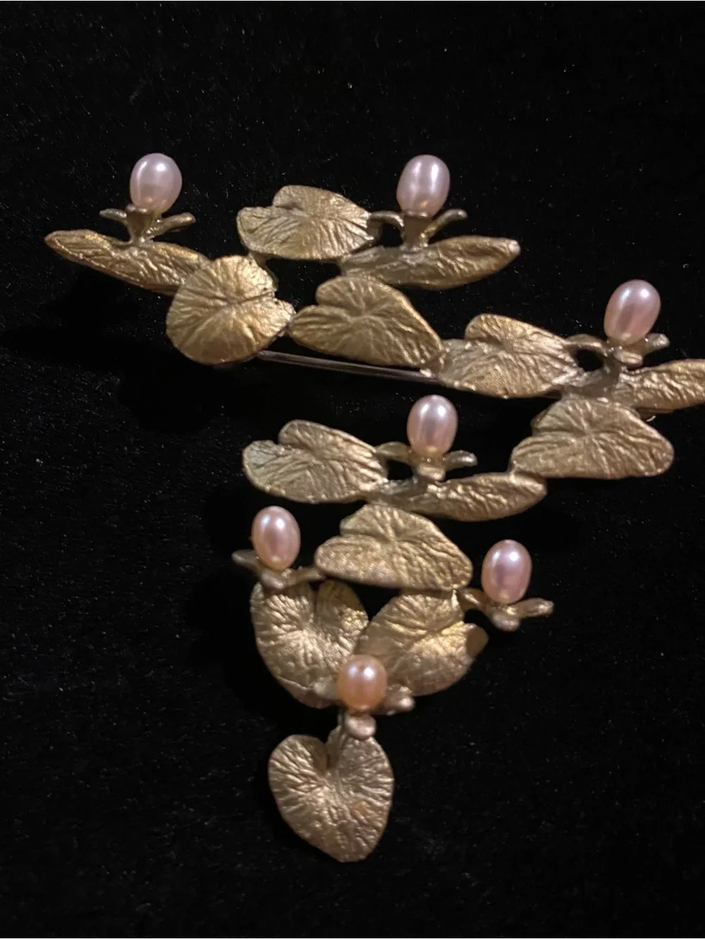 Michael Michaud Water Lily Pad Pearl Brooch